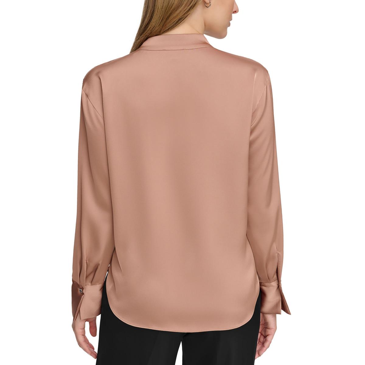 Calvin Klein Womens V-Neck Pullover Top Blouse Shirt BHFO 1046