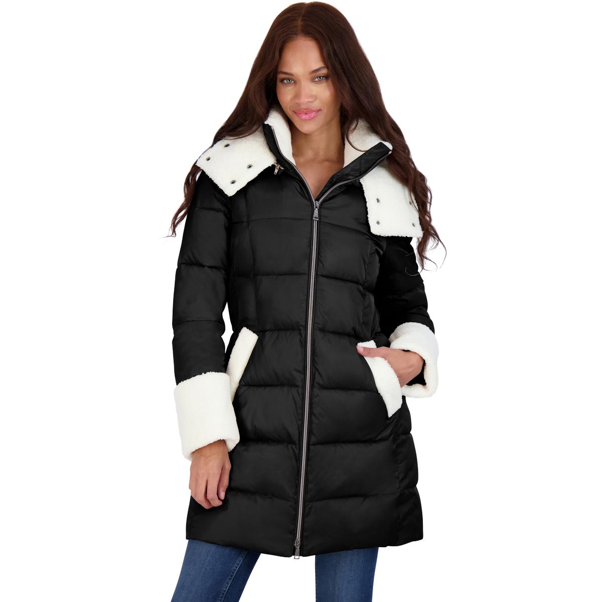 Tahari Tilly Women’s Quilted Mid-Length Removable Sherpa Lined Hood ...