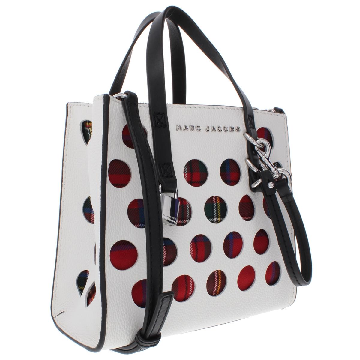 Marc Jacobs Womens White Leather Plaid Mini Tote Handbag Purse Small BHFO 3737 | eBay