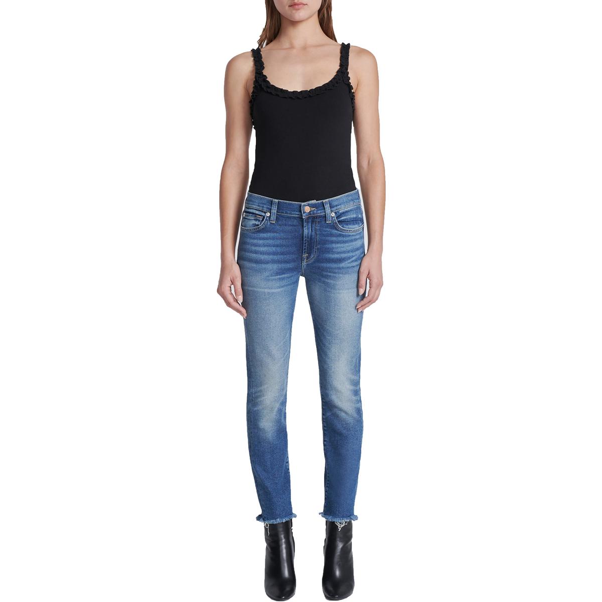 7 For All Mankind Damen Roxanne Knöchel blau roher Saum Zigarettenjeans 23 Brittany and Hanna Factory Outlet 4960