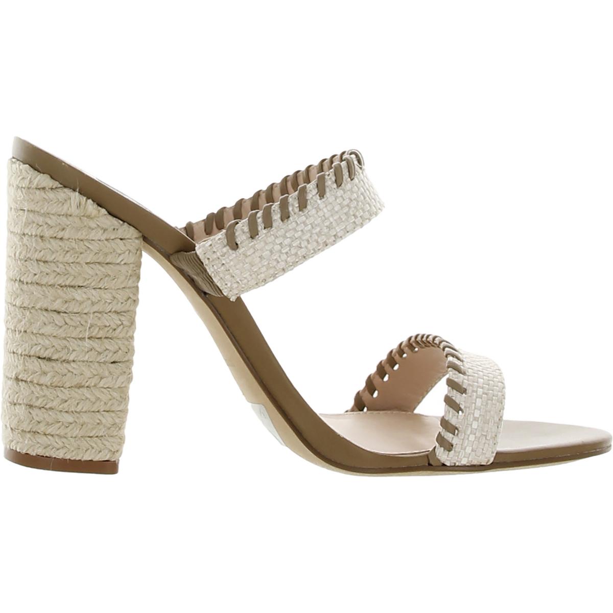 Aqua Womens Woven Mules Casual Espadrille Block Heels Shoes BHFO 4062