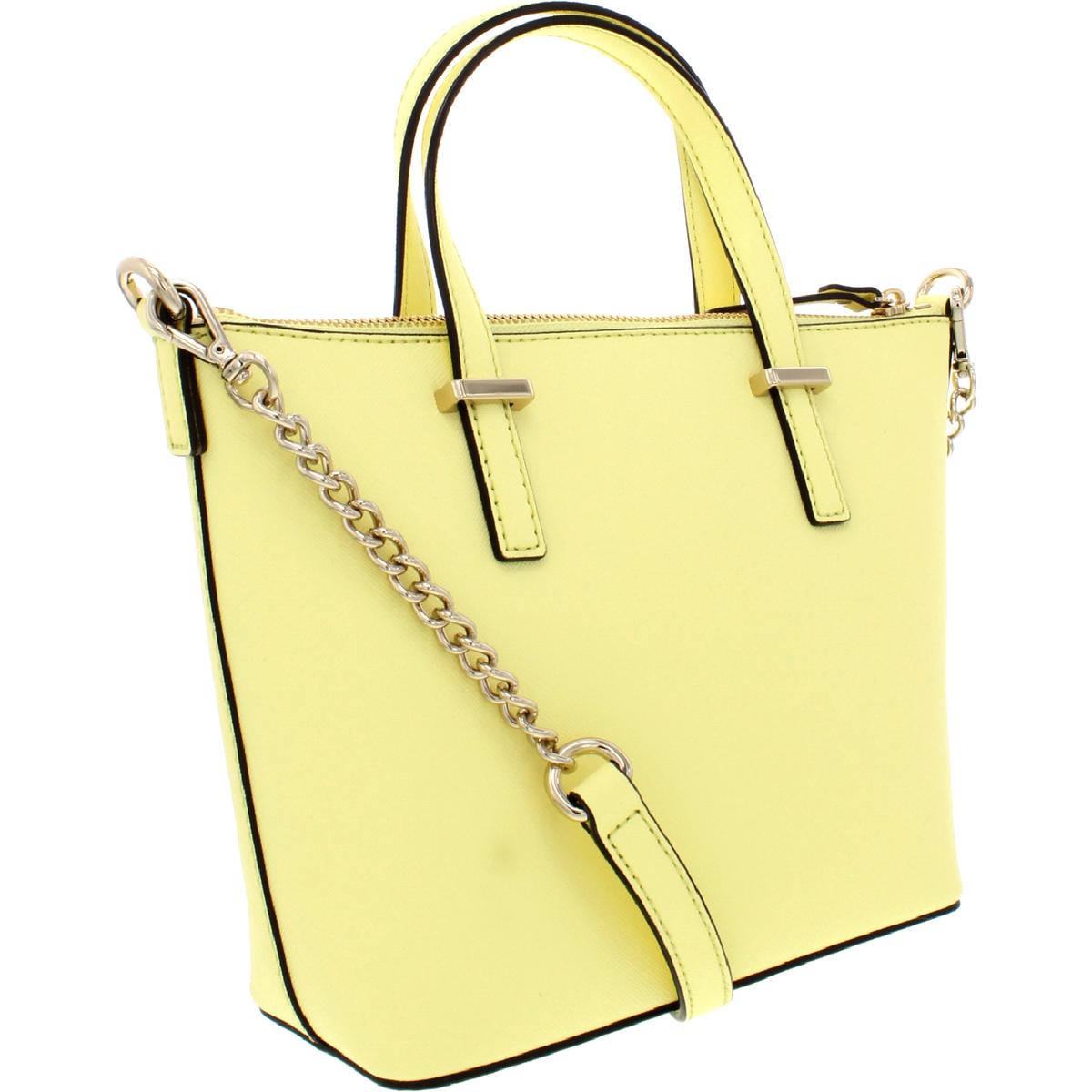 Kate Spade New York Smoosh Satchel Crossbody Bag Cut Mango Yellow Leather
