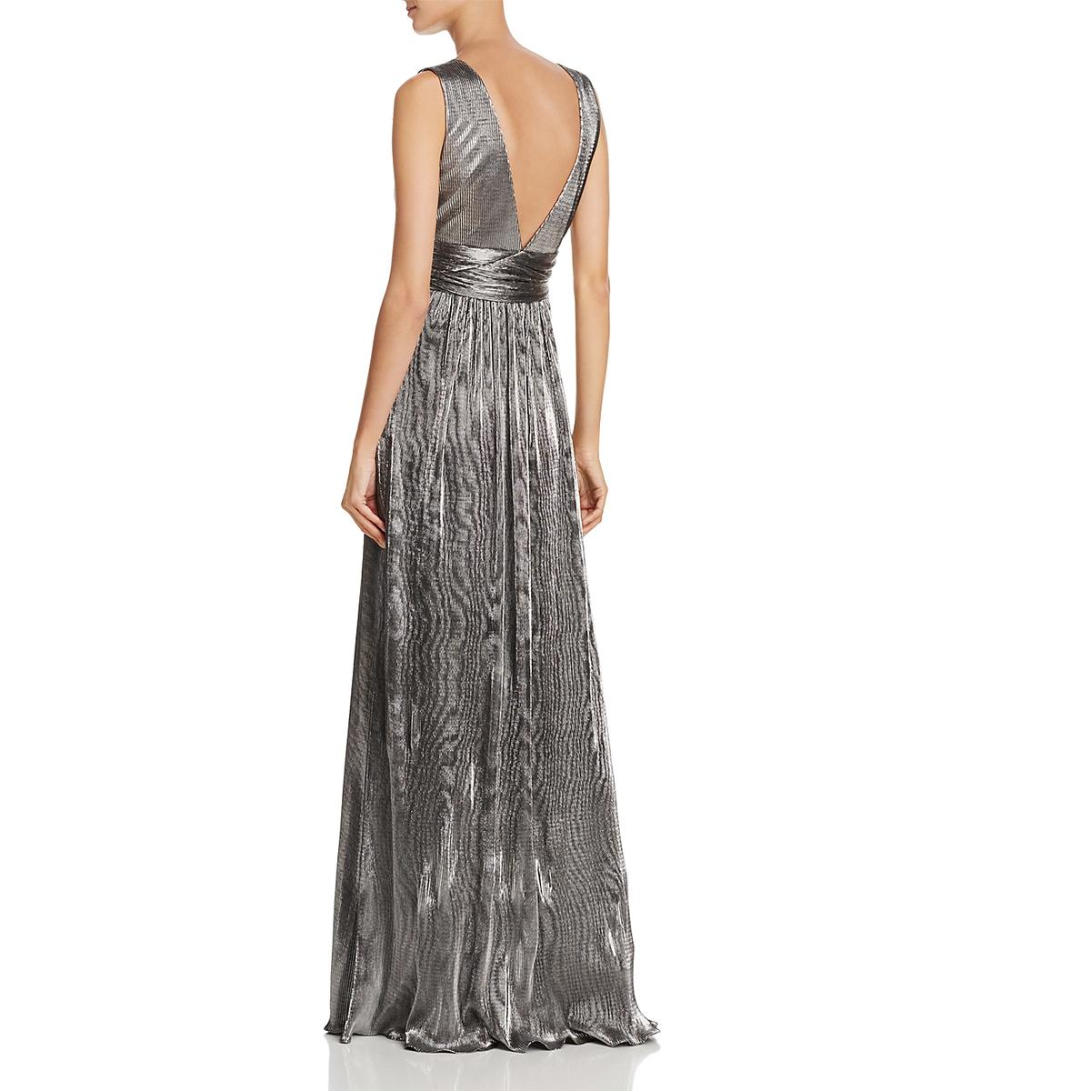 Laundry by Shelli Segal Womens Silver Metallic Evening Dress Gown 2 ...