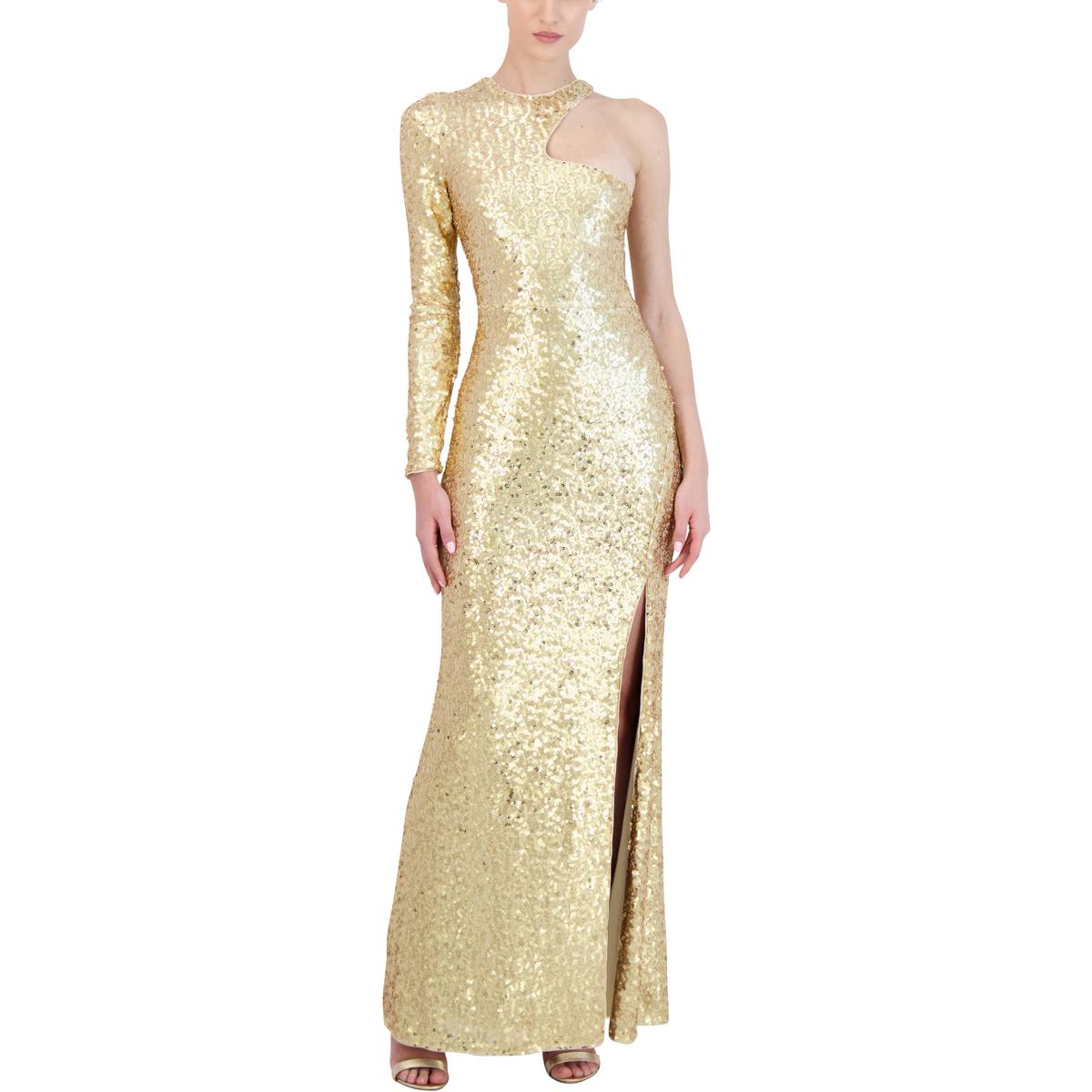 BCBGMAXAZRIA Women s Asymmetric Sequined One Shoulder Column Gown