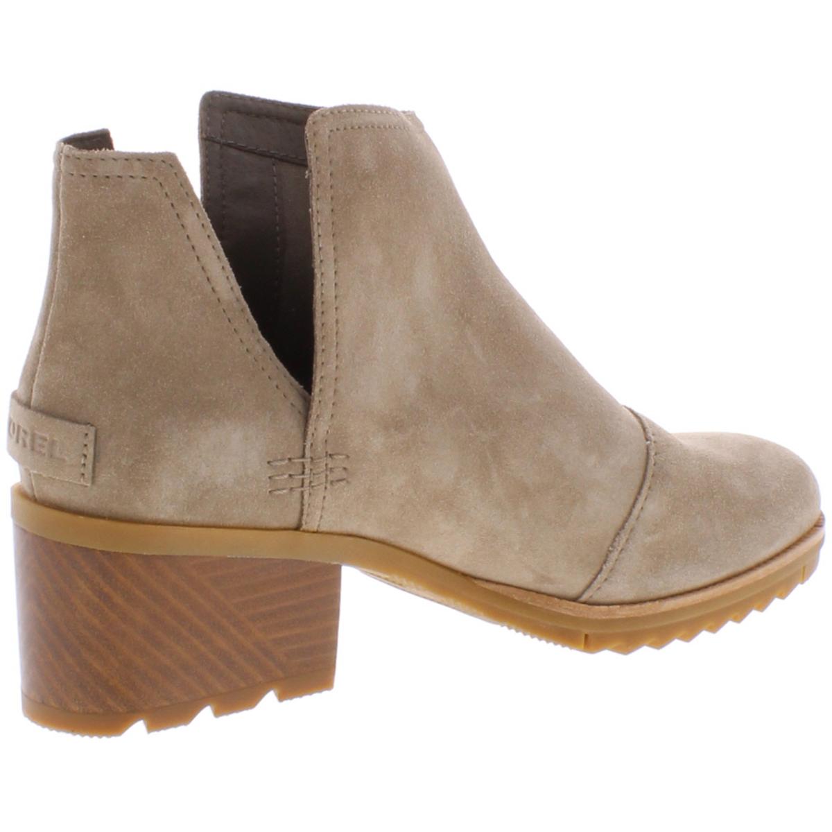 Sorel Womens Cate Taupe Suede Chunky Ankle Boots Shoes 9 Medium (B,M ...