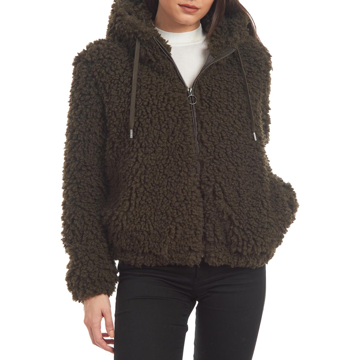 short teddy coat with hood