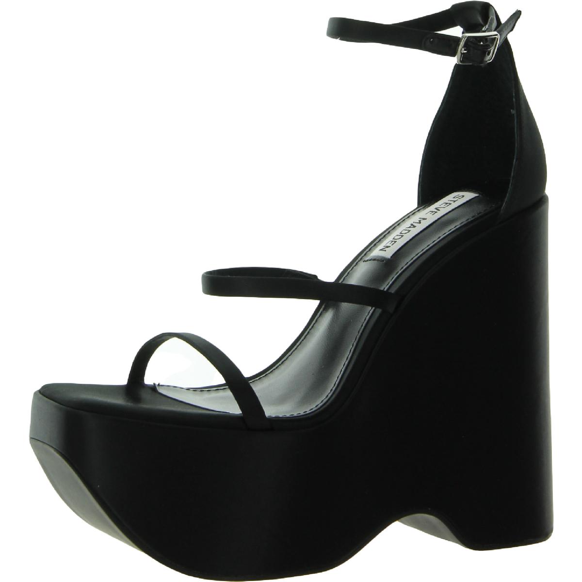 リボンがアクセント★Steve Madden★ヴァレンティーン 華やか Steve Madden Womens Varia Satin Strappy Buckle Wedge Heels