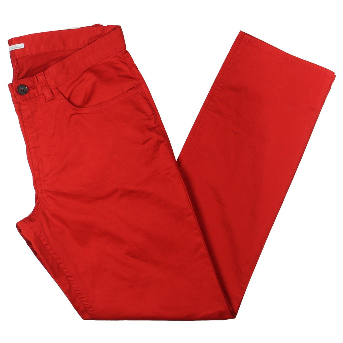 Calvin Klein Mens Red 5-Pocket Natural Waist Straight Leg Pants 31/32 ...