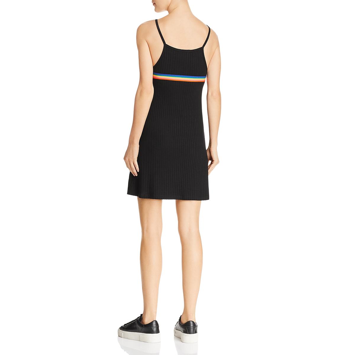 LNA Clothing Womens Black Rainbow Striped Mini Casual Dress S BHFO 5444 ...