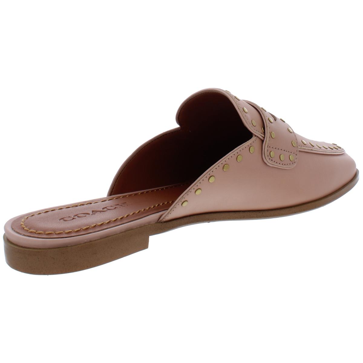 Coach Womens Fiona Pink Leather Loafer Slides Shoes 6 Medium (B,M) BHFO