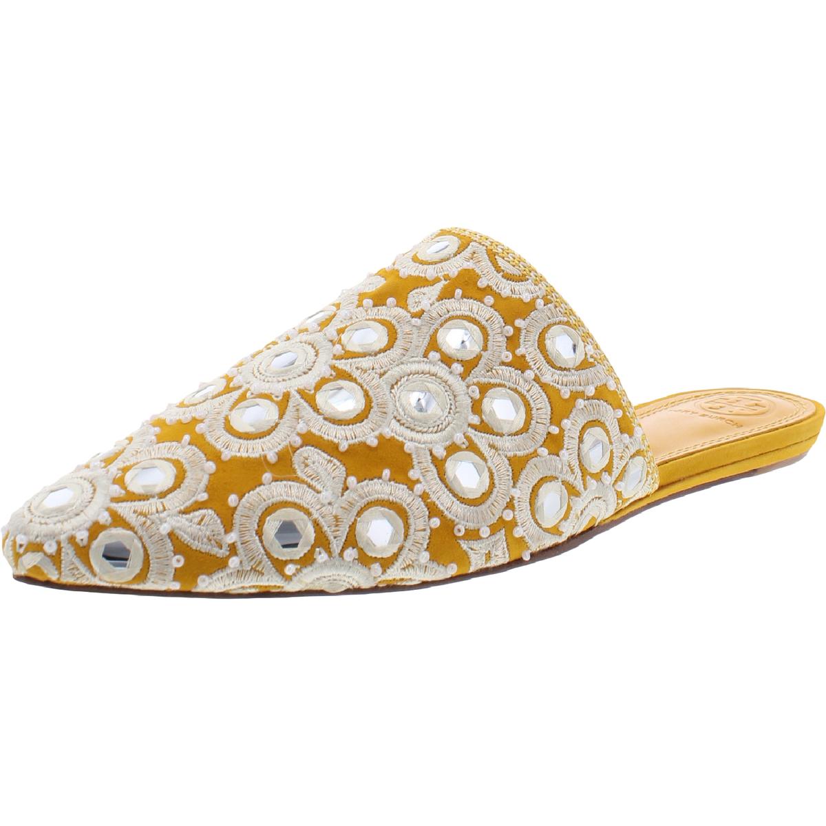 Tory Burch Womens Elora Suede Embellished Slides Mules Shoes BHFO