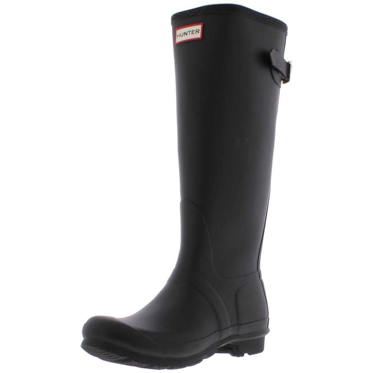 Hunter Womens Original Back Adjust Black Rain Boots 7 Medium (B,M) BHFO