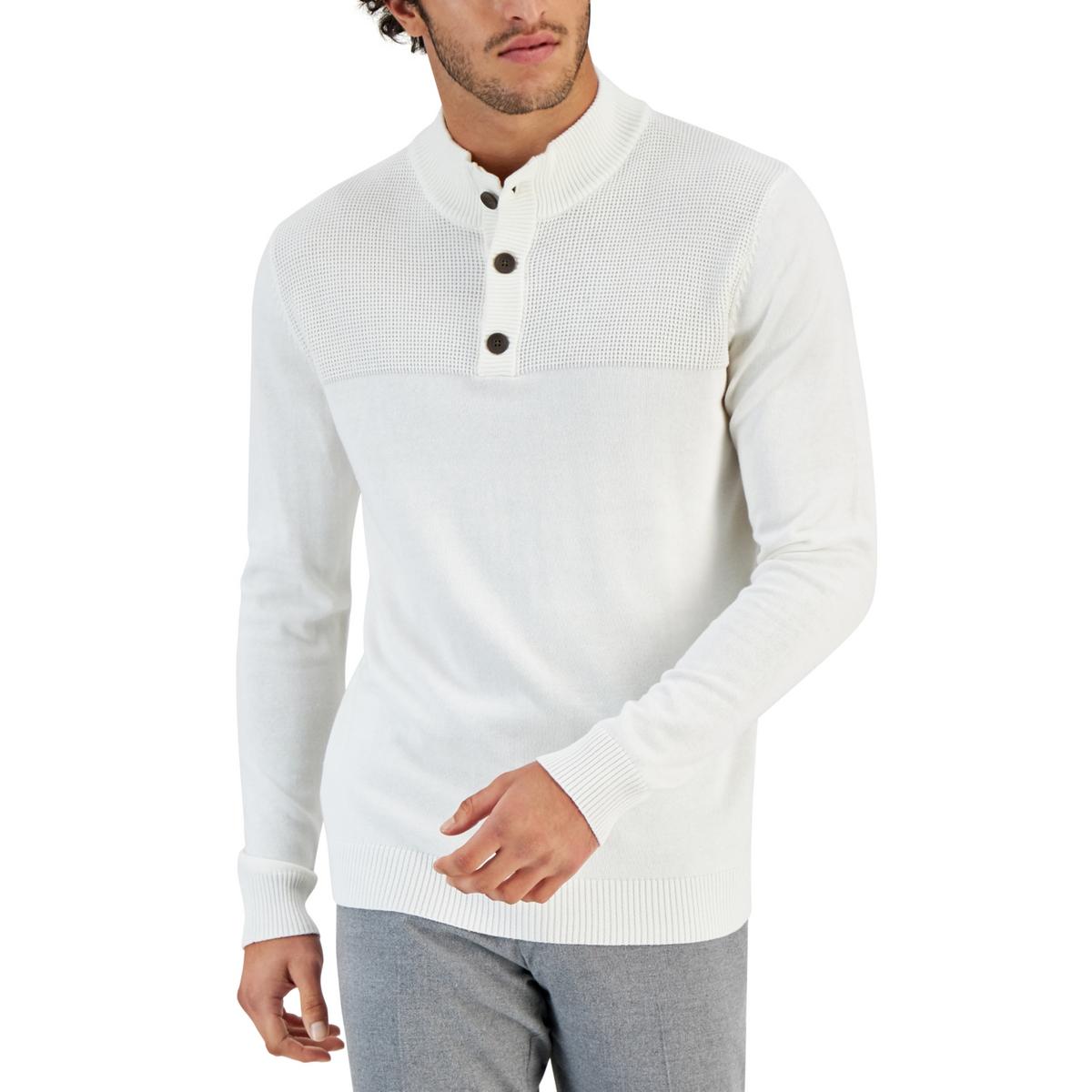 Club Room Mens Cotton Henley Waffle Knit Pullover Sweater Shirt BHFO 6795