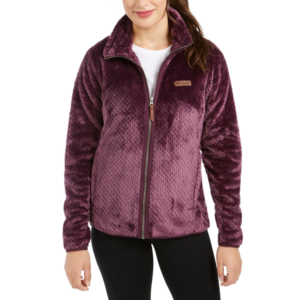 Columbia Womens Purple Sherpa Warm Casual Fleece Jacket Coat L BHFO