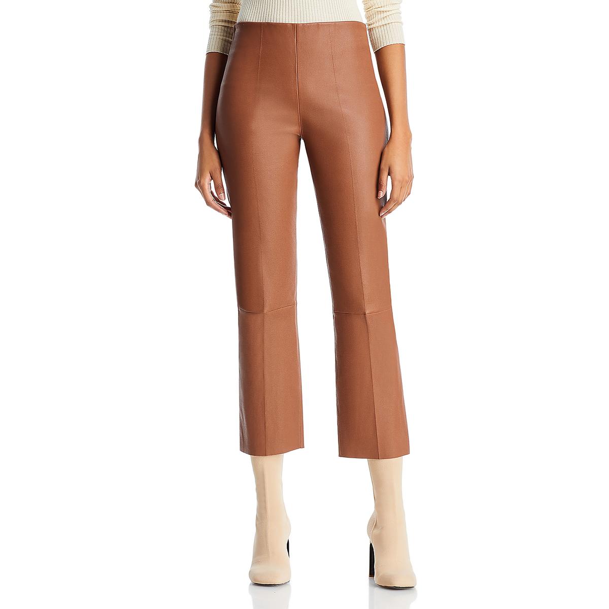 Pre-owned By Malene Birger Womens Florentina Lambskin Leather Straight Leg Pants Bhfo 6366 In Brown