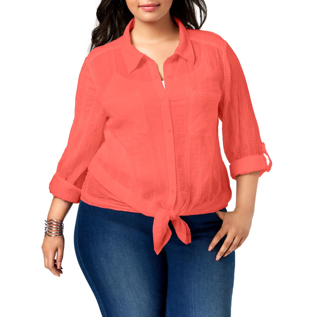plus size sheer button down shirt