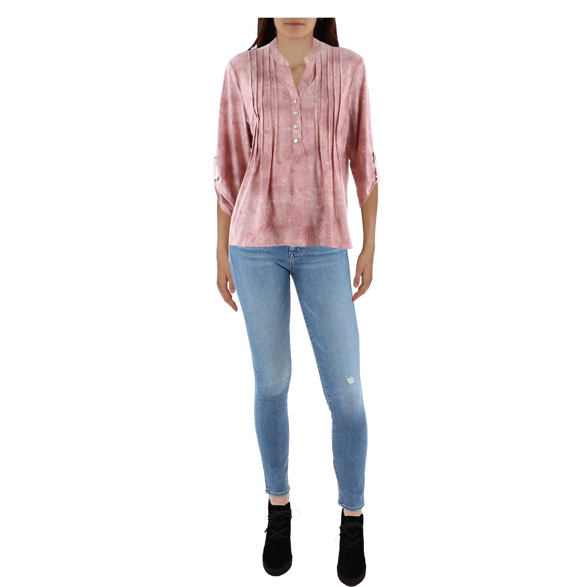 NY Collection Womens Pintuck Top Blouse Shirt Petites BHFO 5175 - Picture 5 of 8