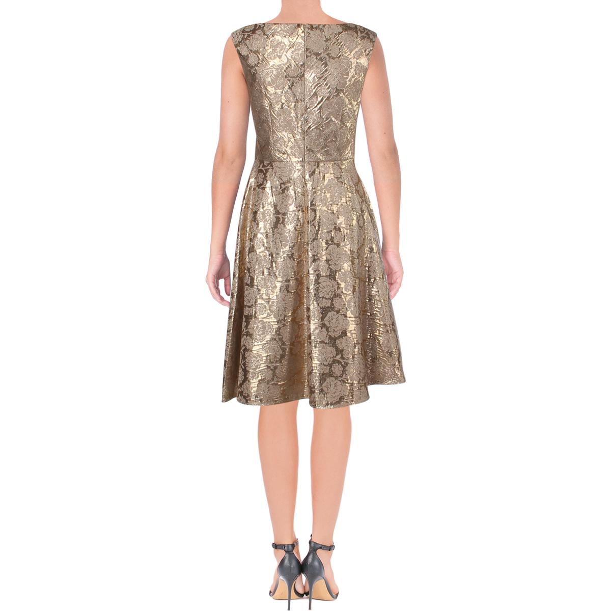 Kay Unger Womens Gold Metallic Floral Party Cocktail Dress 12 BHFO 4121 ...