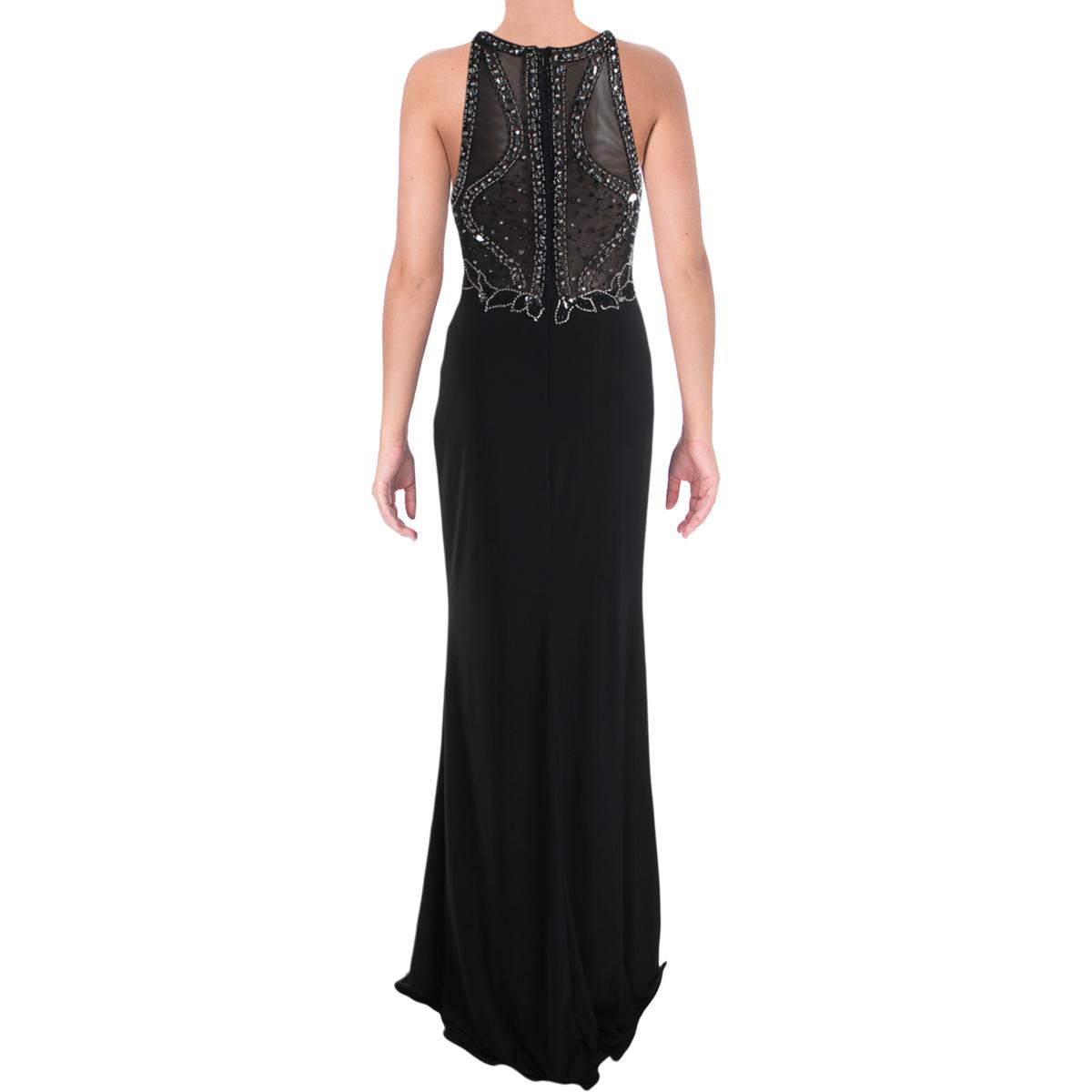 betsy & adam embellished satin gown
