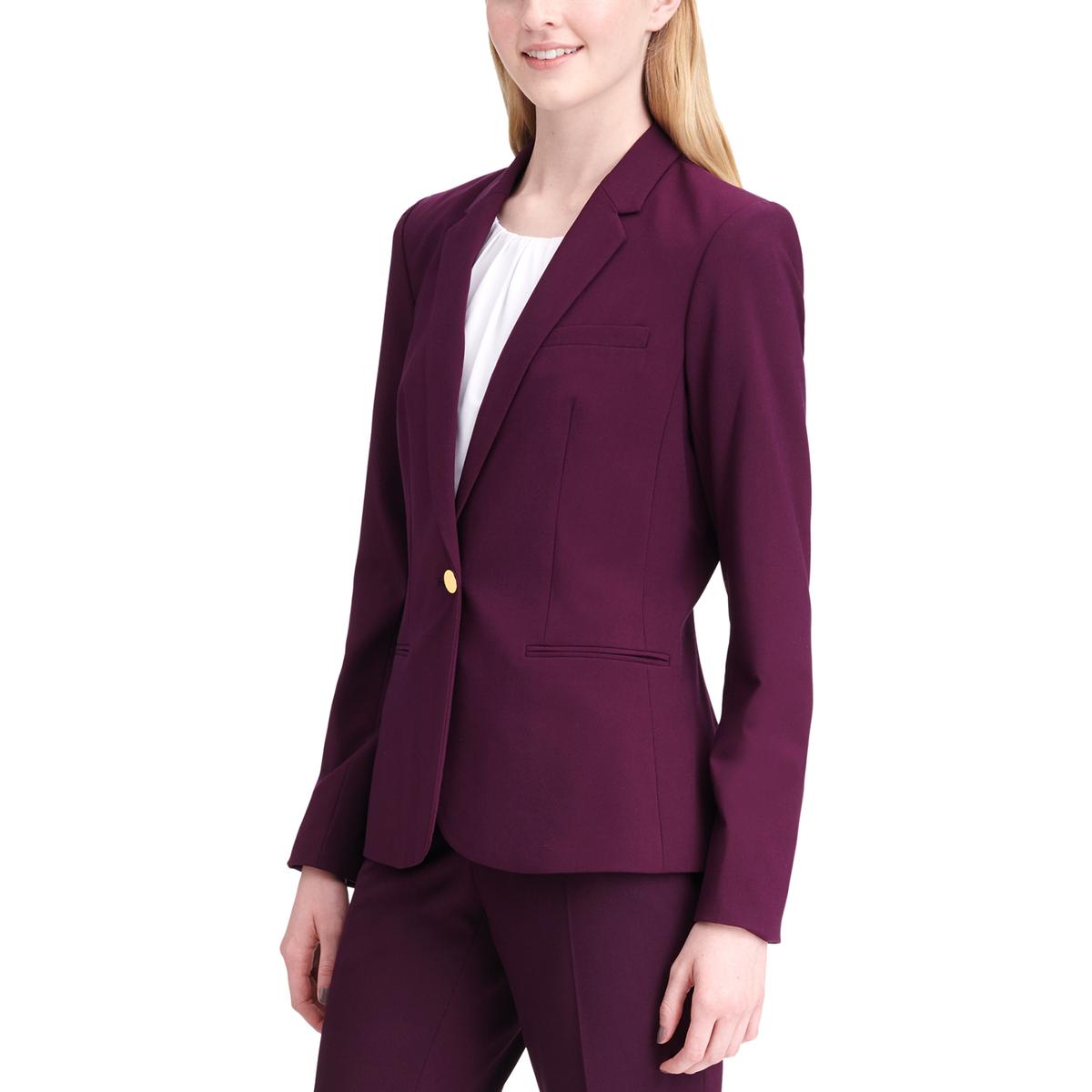 Calvin Klein Womens Purple Suit Separate OneButton Blazer Jacket 10