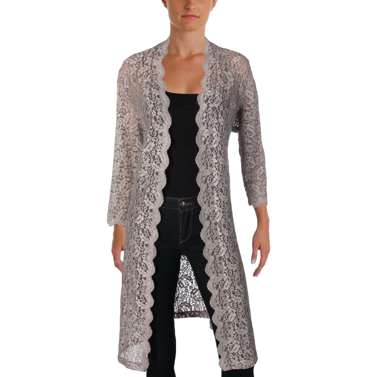 Alex Evenings Womens Taupe Lace Sequined Open Front Jacket Blazer 8 ...