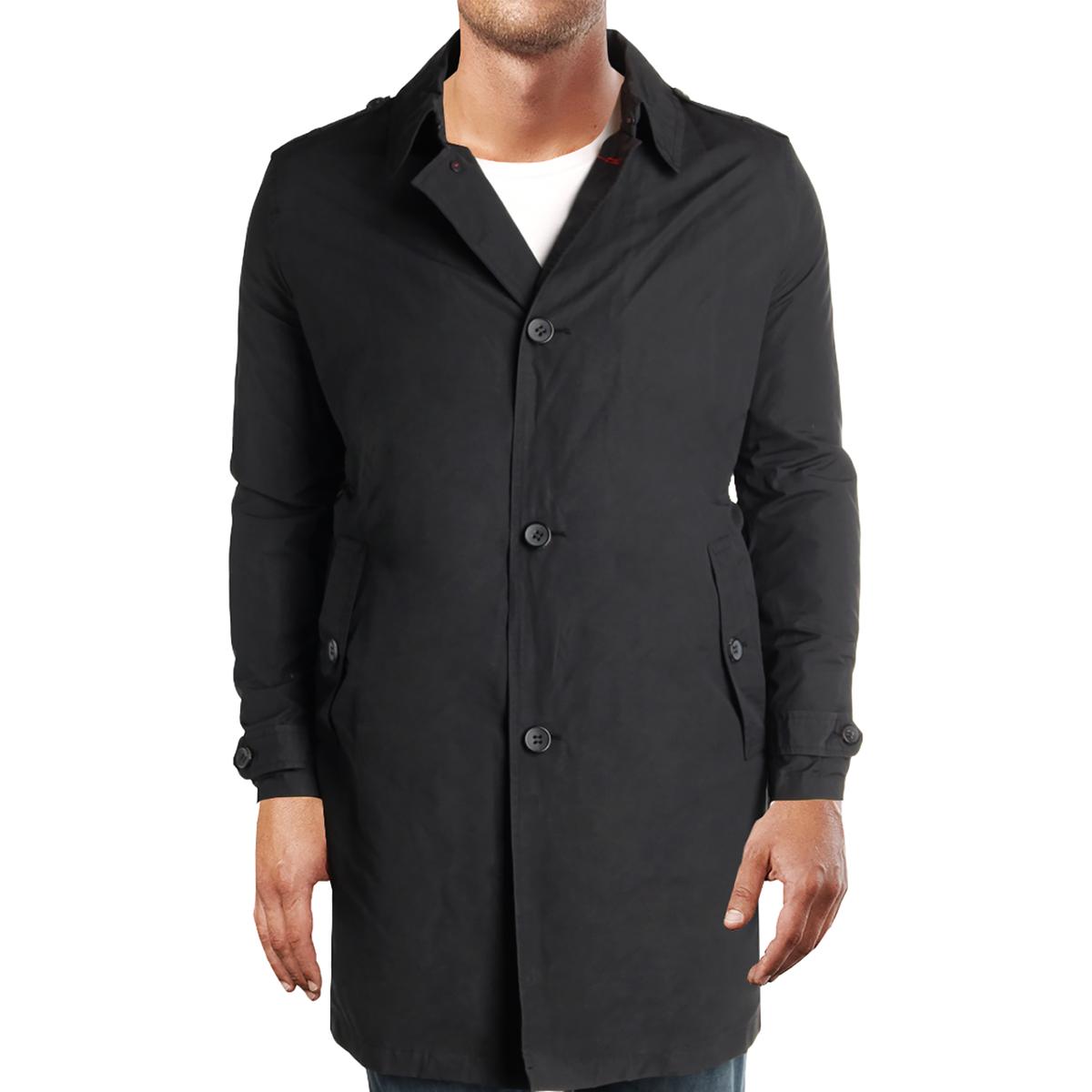 Tommy Hilfiger Mens Black Fall Rain Coat Trenchcoat Outerwear XXL BHFO ...