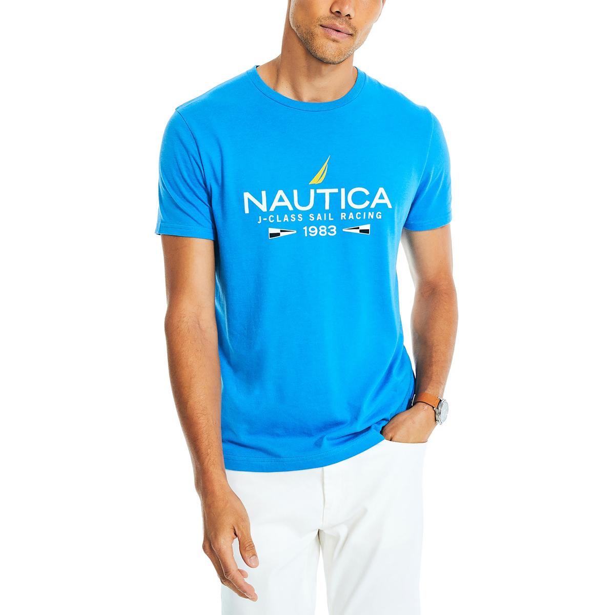 Мужская синяя футболка Nautica Gaphic Crewneck Tee с графическим принтом Big & Tall M BHFO 0548