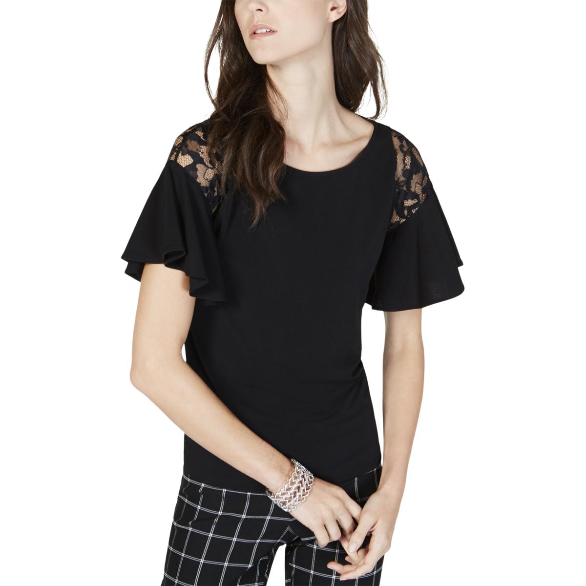 black lace short sleeve shirt