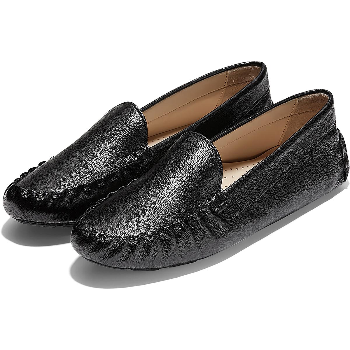 womens black suede driving moccasins