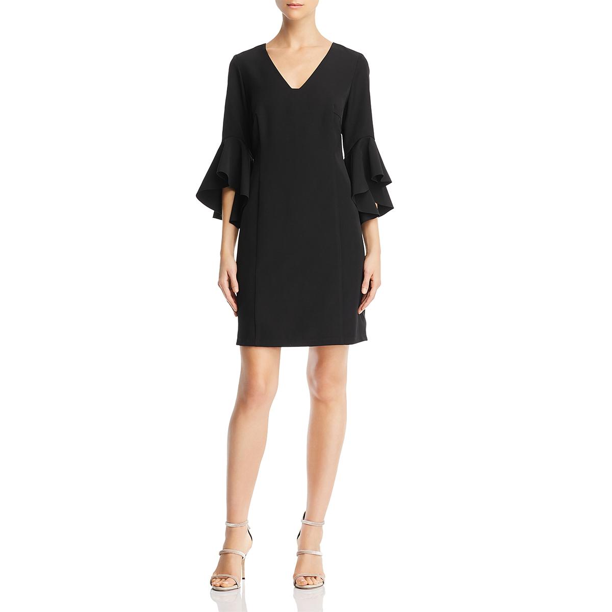 Laundry by Shelli Segal Women/'s Mesh Sleeve Fit-And-Flare Mini Flounce Dress