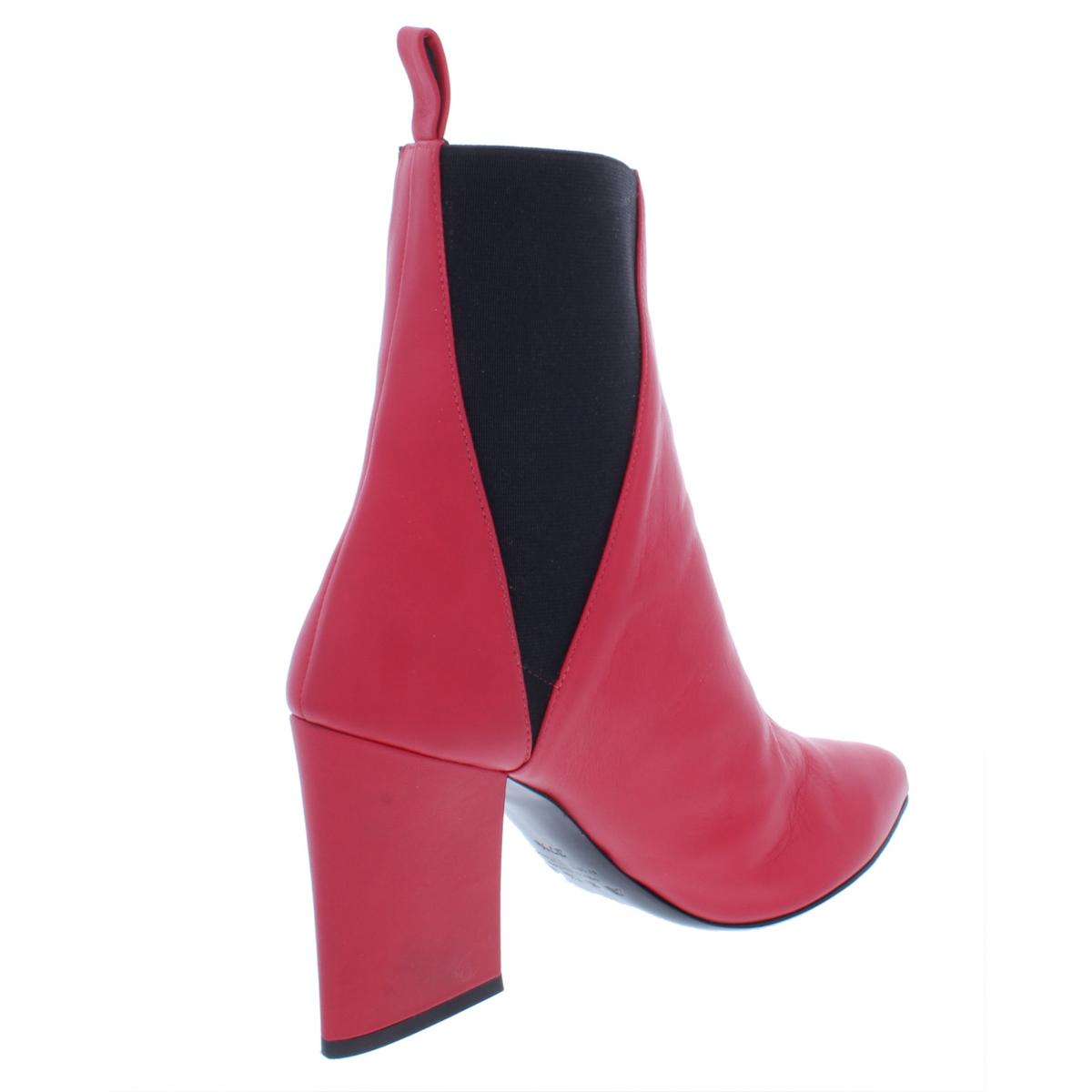 red leather pointed toe booties