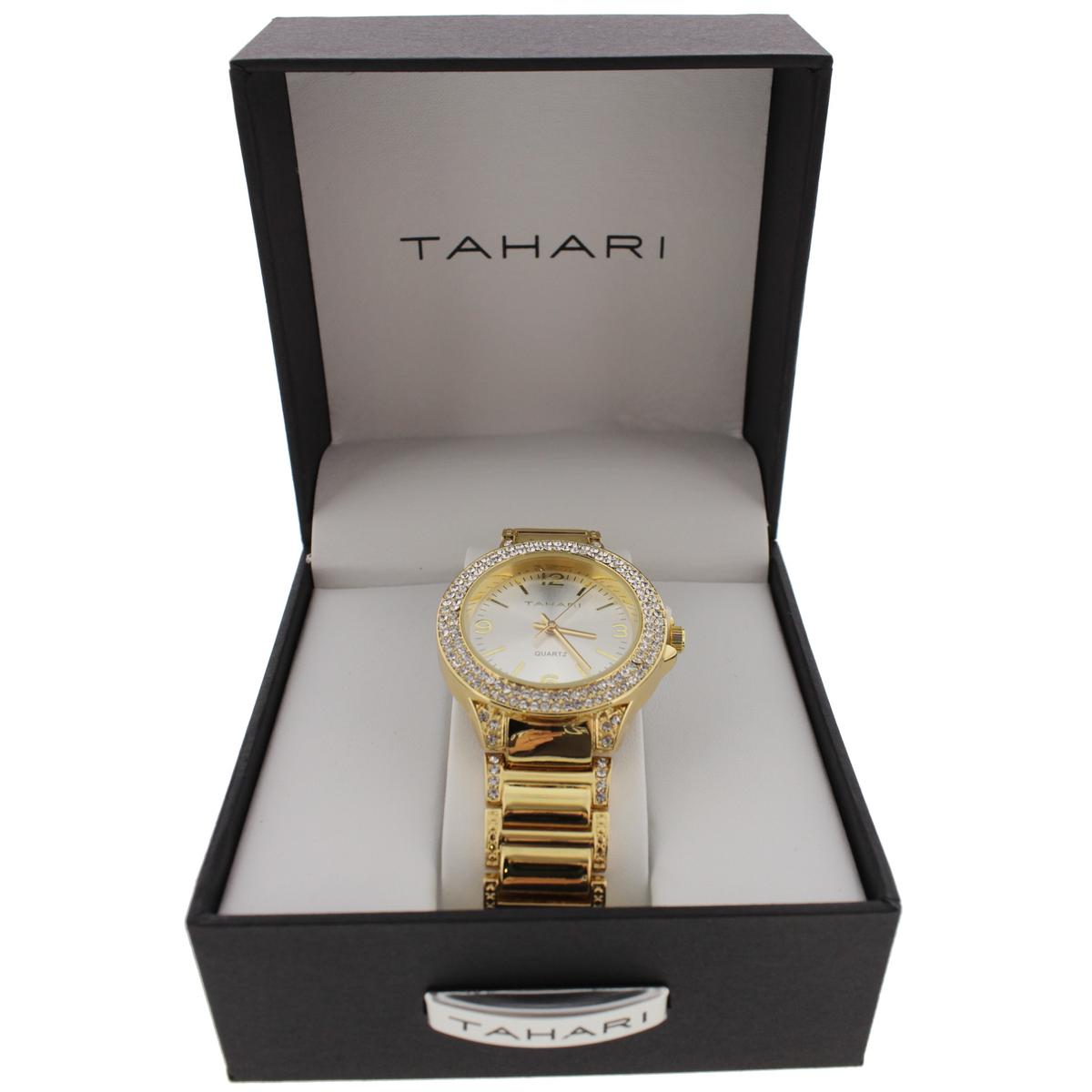 Tahari Womens Gold Pave Round Fashion Wristwatch OS BHFO 2215 