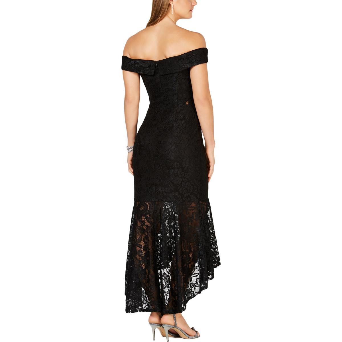 Xscape Womens Black Lace Embroidered V-Neck Formal Dress Gown 6 BHFO ...
