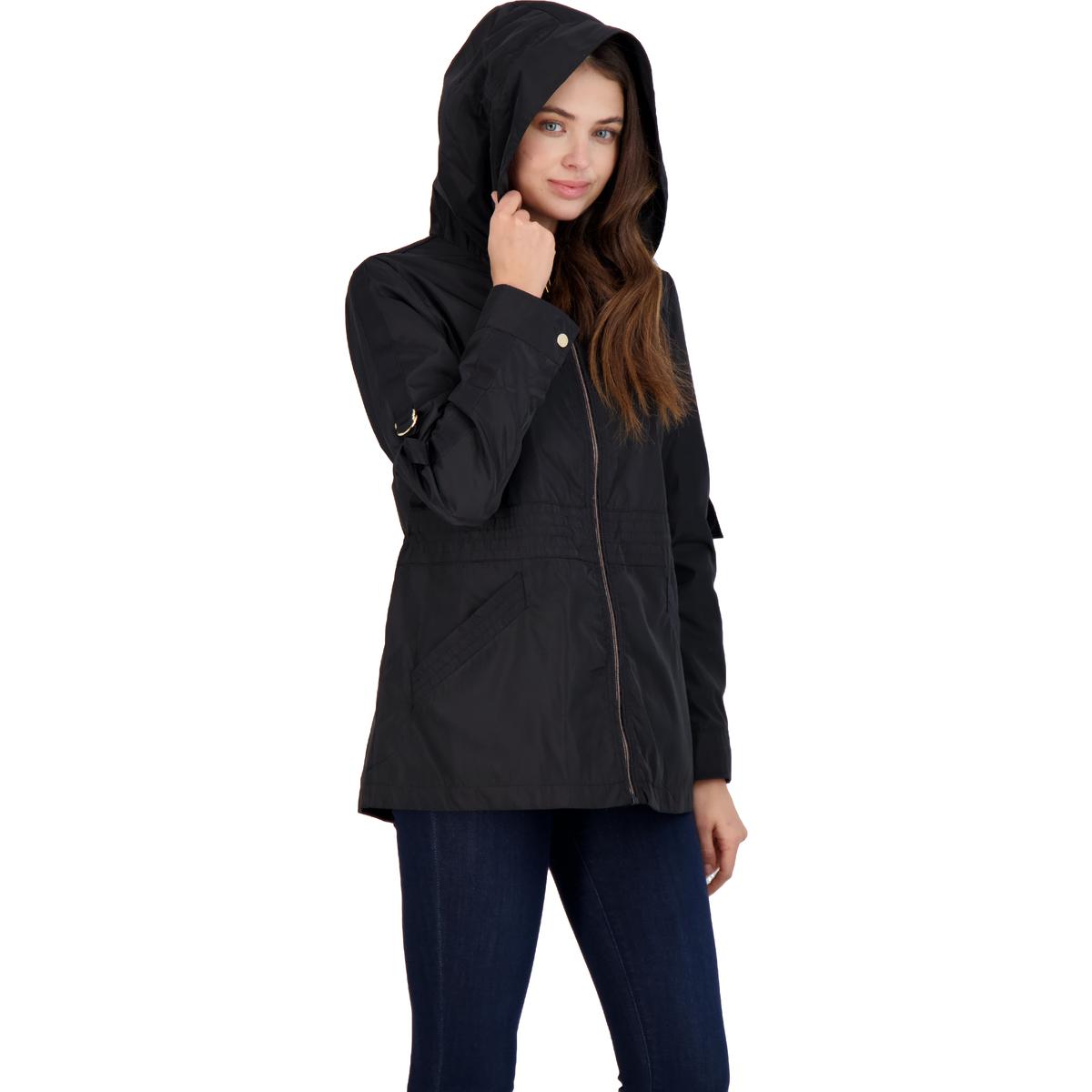 Rain jacket cinched on sale waist