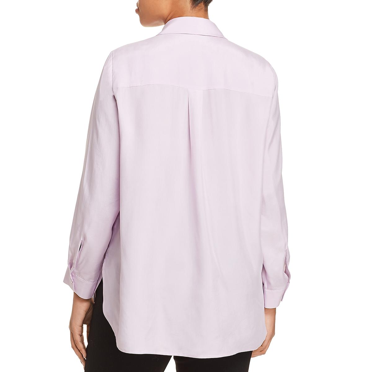 Eileen Fisher Womens Purple Silk Collar Button-Down Top Blouse Plus 1X ...