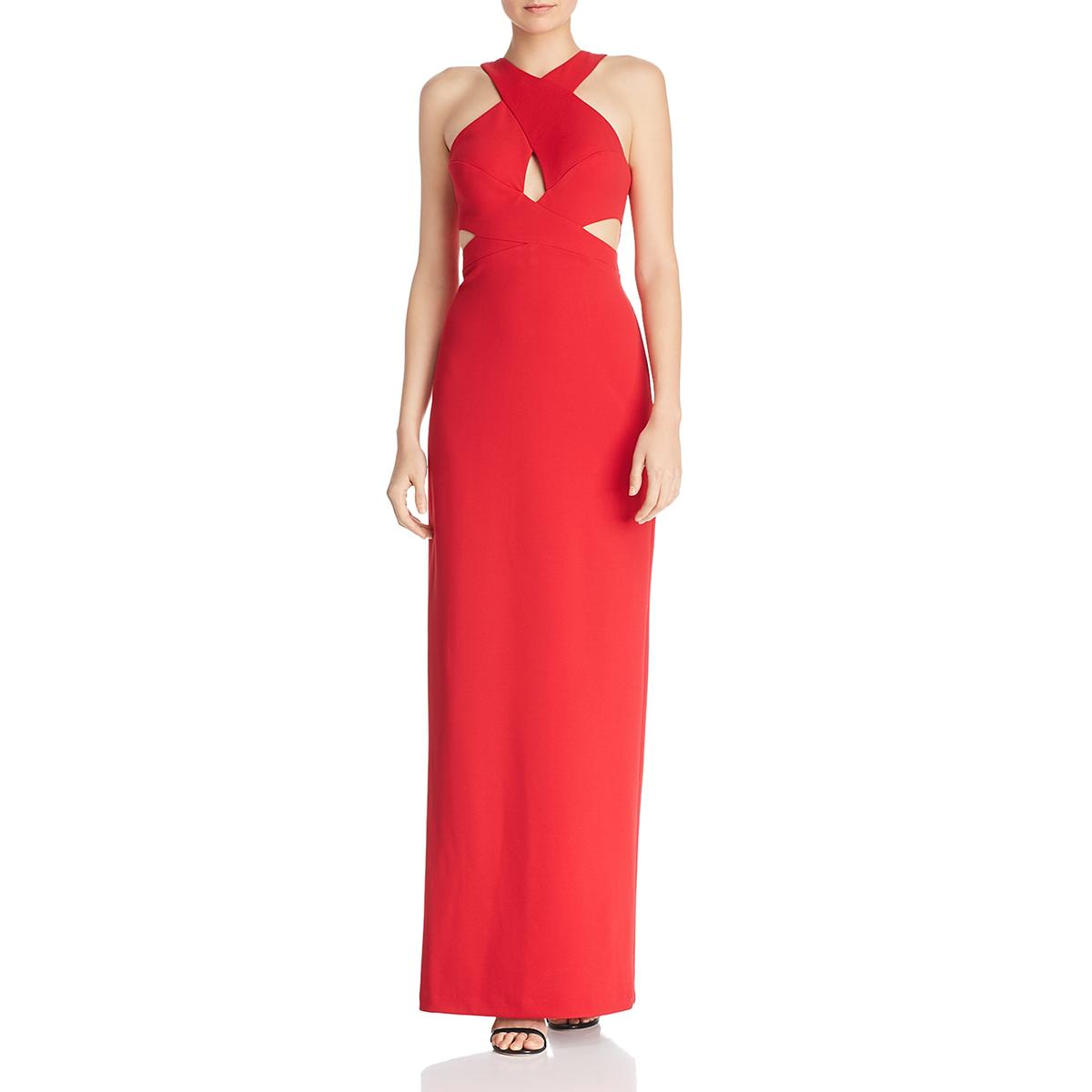 Aidan by Aidan Mattox Womens Red Scuba Cut-Out Evening Dress Gown 12 ...