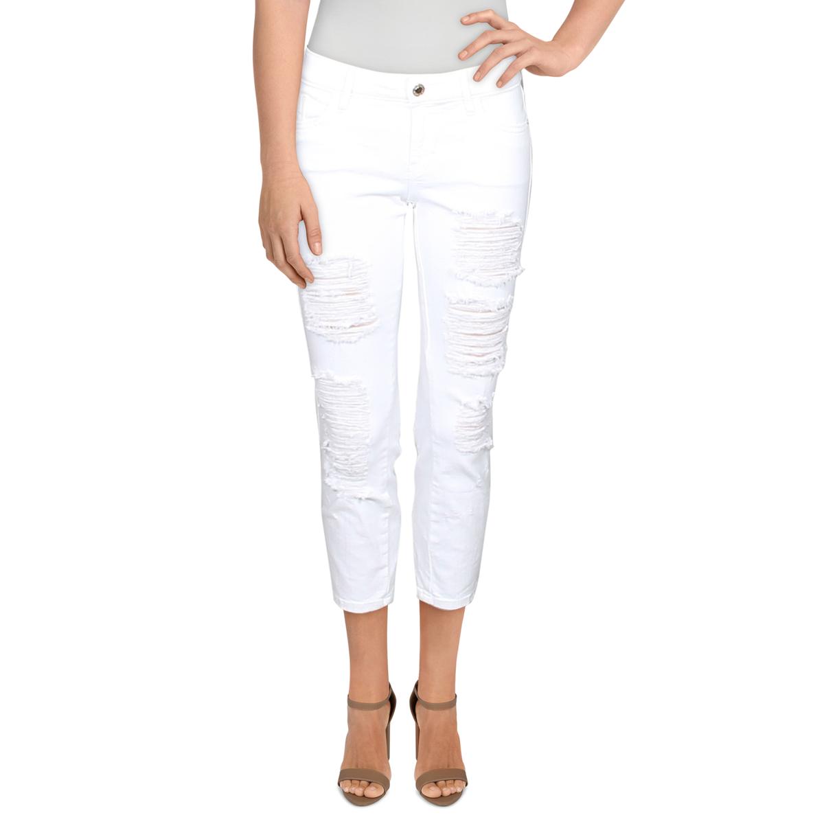 Guess Женские белые джинсовые укороченные джинсы скинни со средней посадкой 28 BHFO 5006