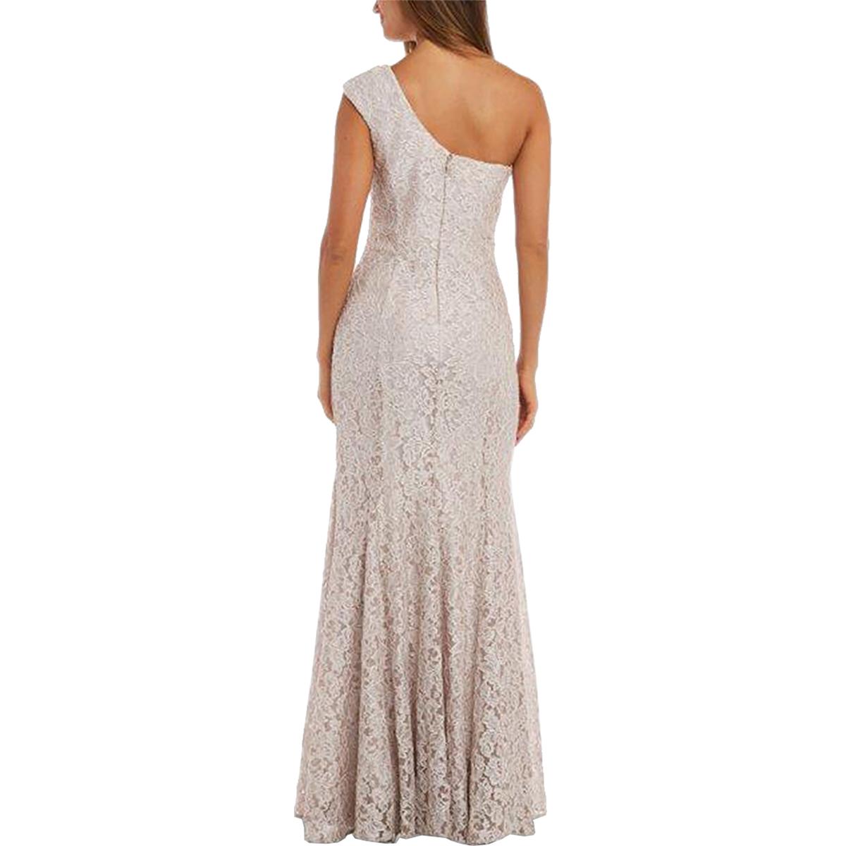 NW Nightway Womens Ivory Floral Glitter Evening Dress Gown Petites 8P