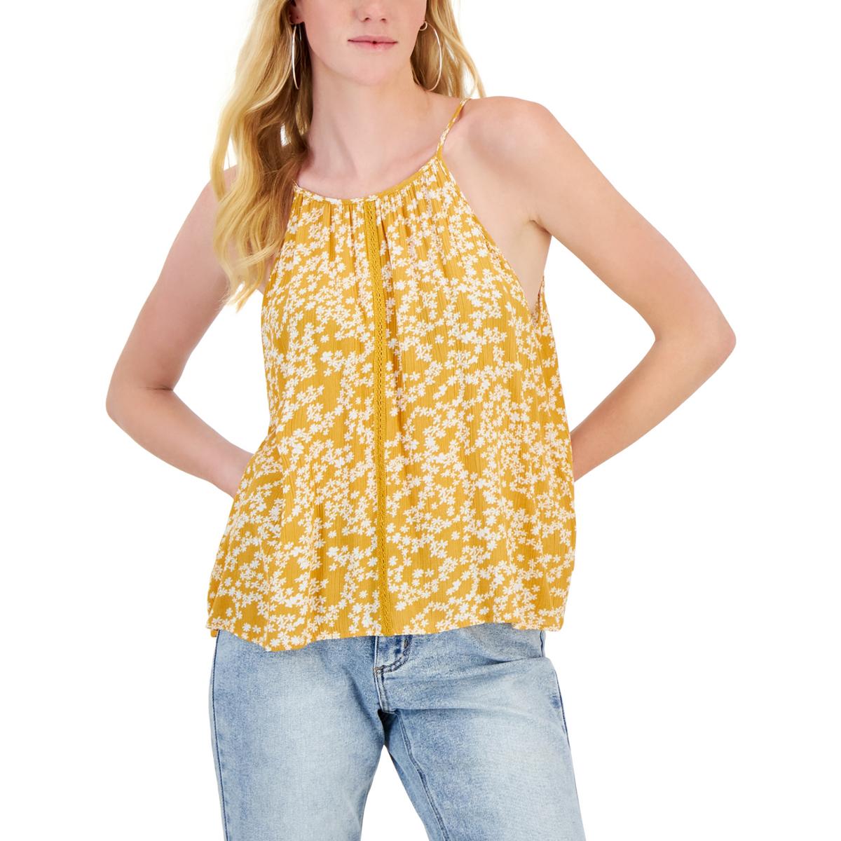 Hippie Love Womens High Neck Sleeveless Flowey Tank Top Juniors BHFO 9274