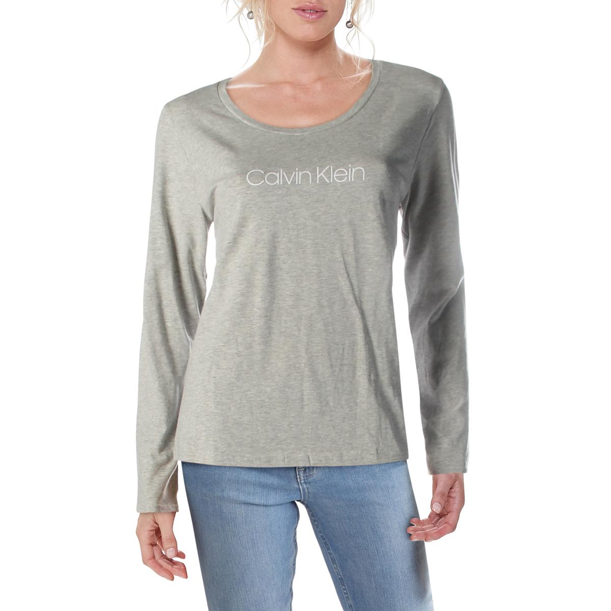 Calvin Klein Sleepwear Womens Gray Graphic Pullover Top Shirt L BHFO ...