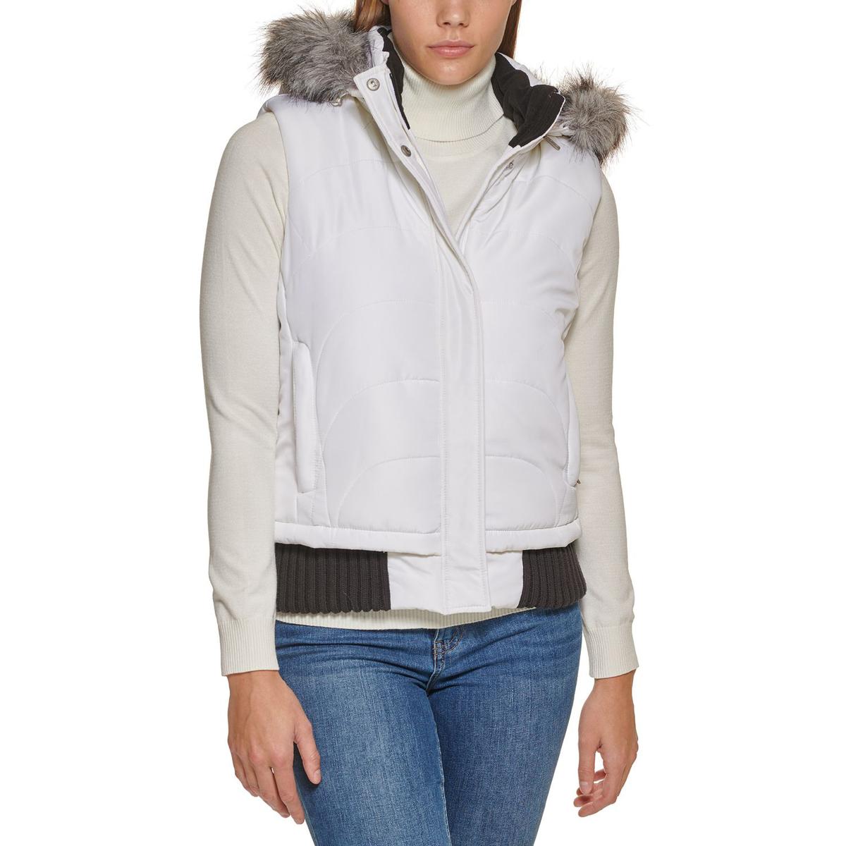 Calvin Klein Womens Quilted Faux Fur Puffer Vest Outerwear BHFO 7571 | eBay
