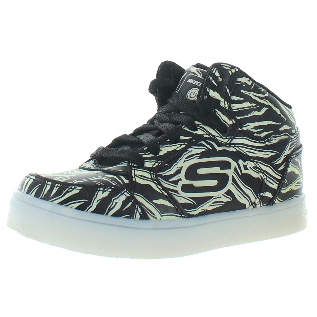 Skechers Boys Leather Glow In The Dark Light-Up Shoes