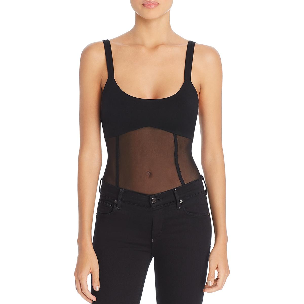 Tiger Mist Womens Valora Black Sheer Thong Tank Top Bodysuit S Bhfo