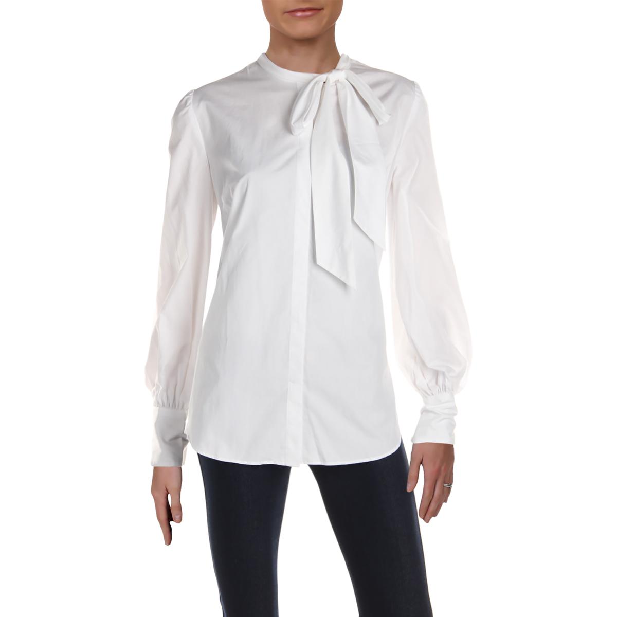 Lauren Ralph Lauren Womens White Collared Button-Down Top Shirt S BHFO ...
