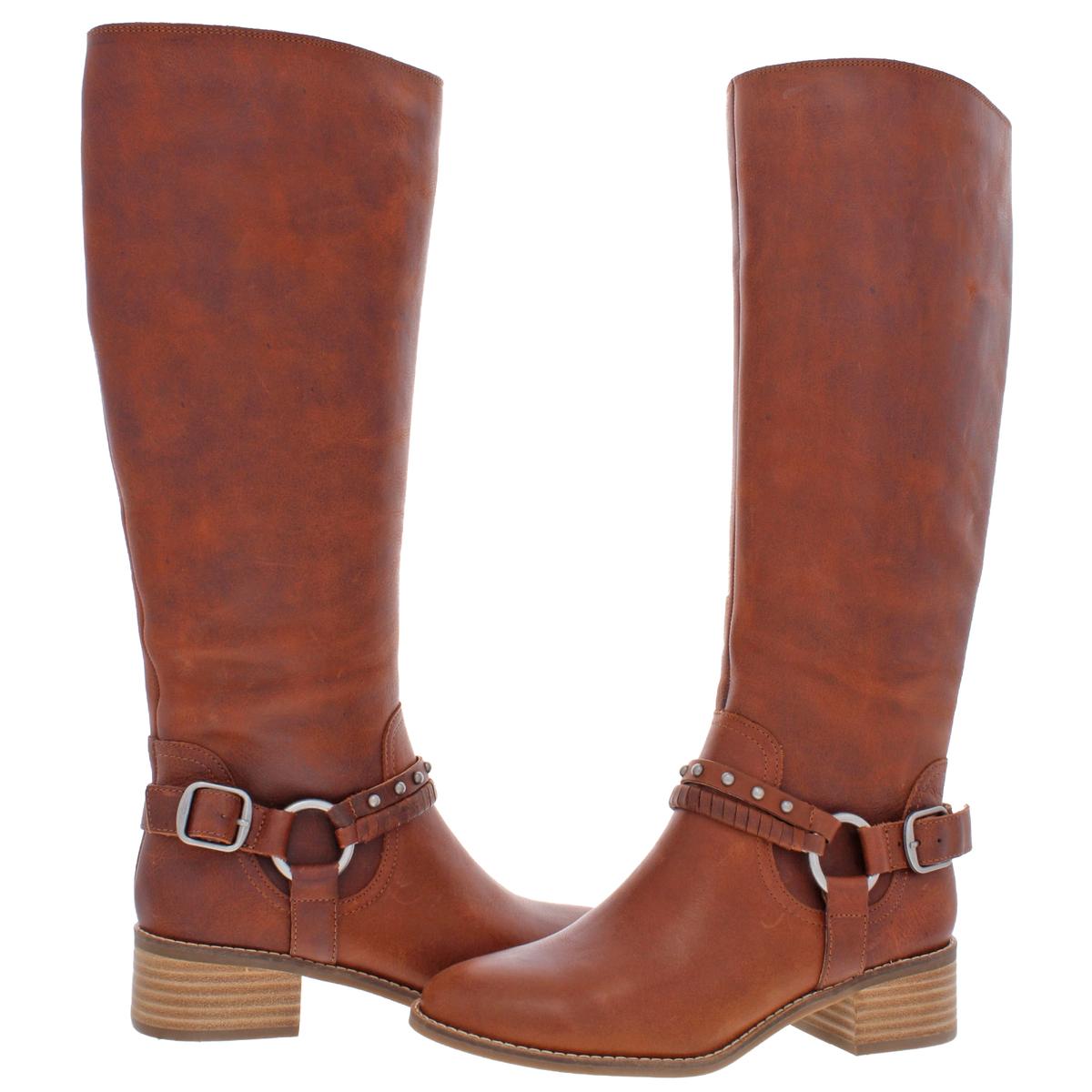 leather stacked heel boots