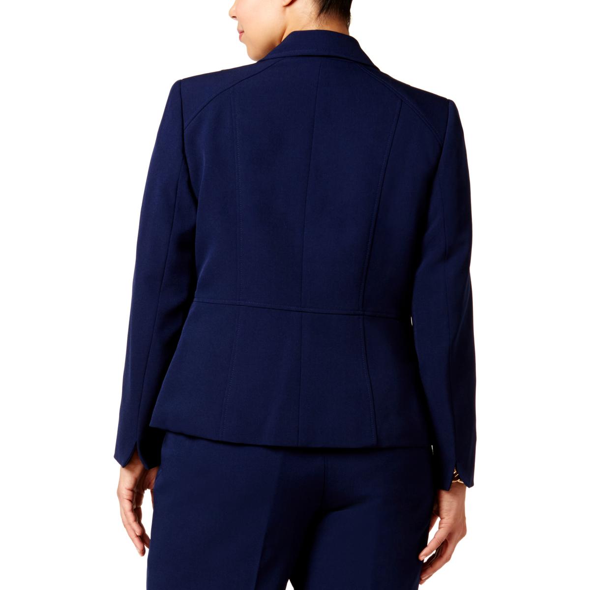 Kasper Womens Navy Seamed Business Two-Button Blazer Jacket Plus 20W ...