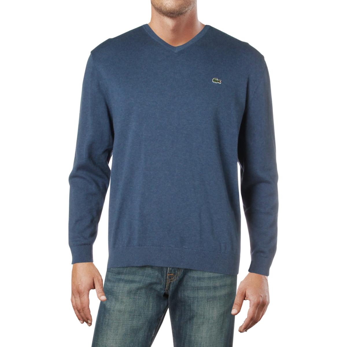 Lacoste Mens Blue V Neck Logo Pullover Sweater Top XXL BHFO 2268 | eBay
